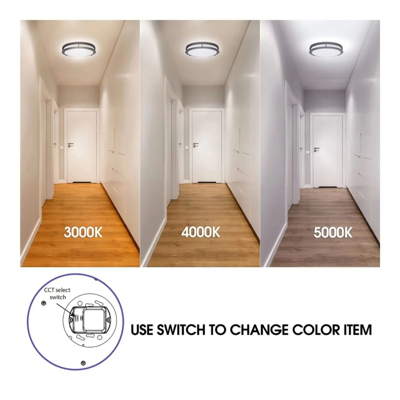 14in LED Double Ring Round Flush Mount Light - 28W - 1700 Lumens - Color Selectable - Energetic Lighting - Image 7