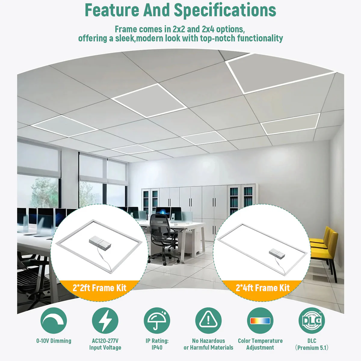 LED Frame Light 120-277V 5000/7500 Lumens ETL DLC Premium | 40W 2x2FT | 60W 2x4FT - Image 9