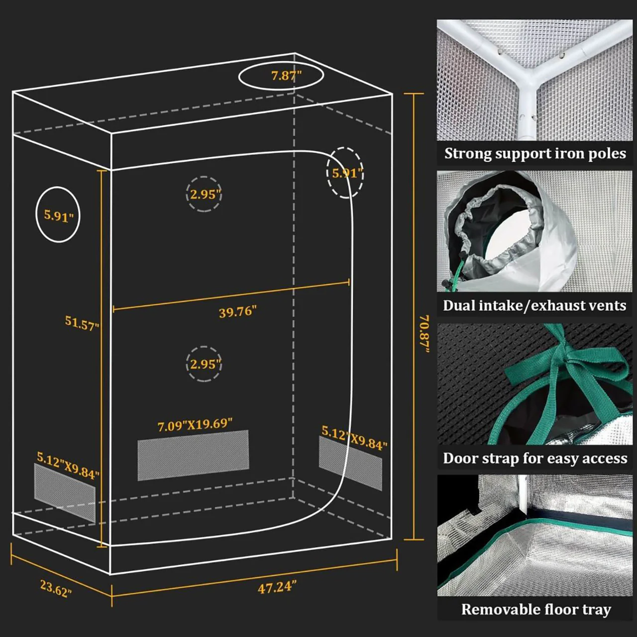 LED Full Spectrum Grow Light and 2ft. x 4ft. Tent Kit - SP 3000 - 300W - Mars Hydro - Image 3