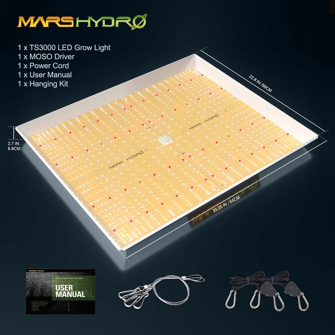 LED Full Spectrum Indoor Grow Light Panel - 450W - Mars Hydro - Image 3
