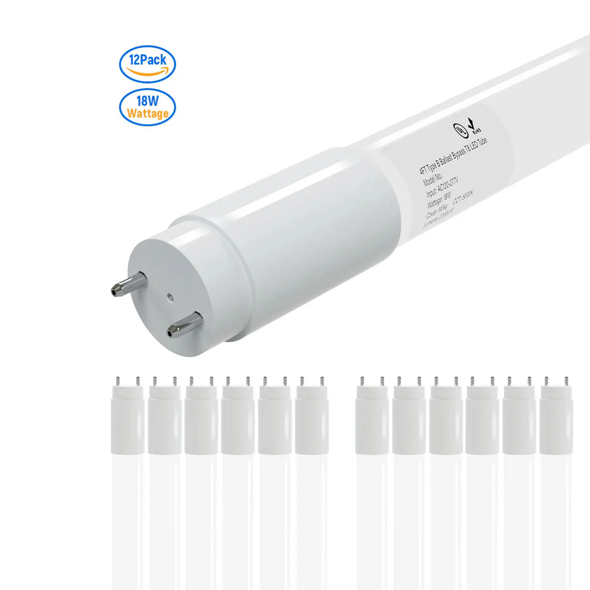 LED Glass Tube Type B 120-277V 2100/2250 Lumens UL Listed | 15W/18W 4FT Clear/Milky - Image 3