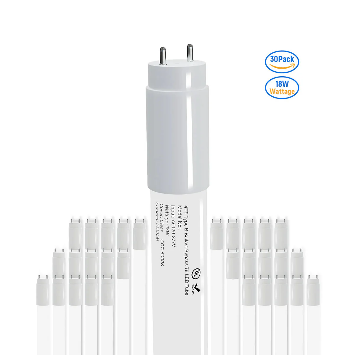 LED Glass Tube Type B 120-277V 2100/2250 Lumens UL Listed | 15W/18W 4FT Clear/Milky - Image 4