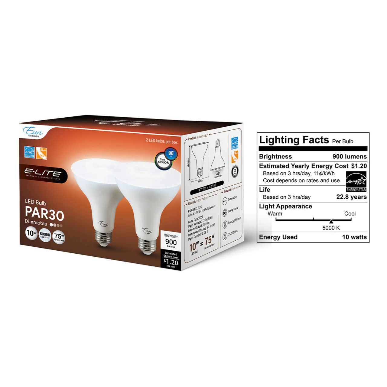 LED PAR30 - 10 Watt - 75 Watt Equiv. - Dimmable - 900 Lumens - Euri Lighting - Image 7