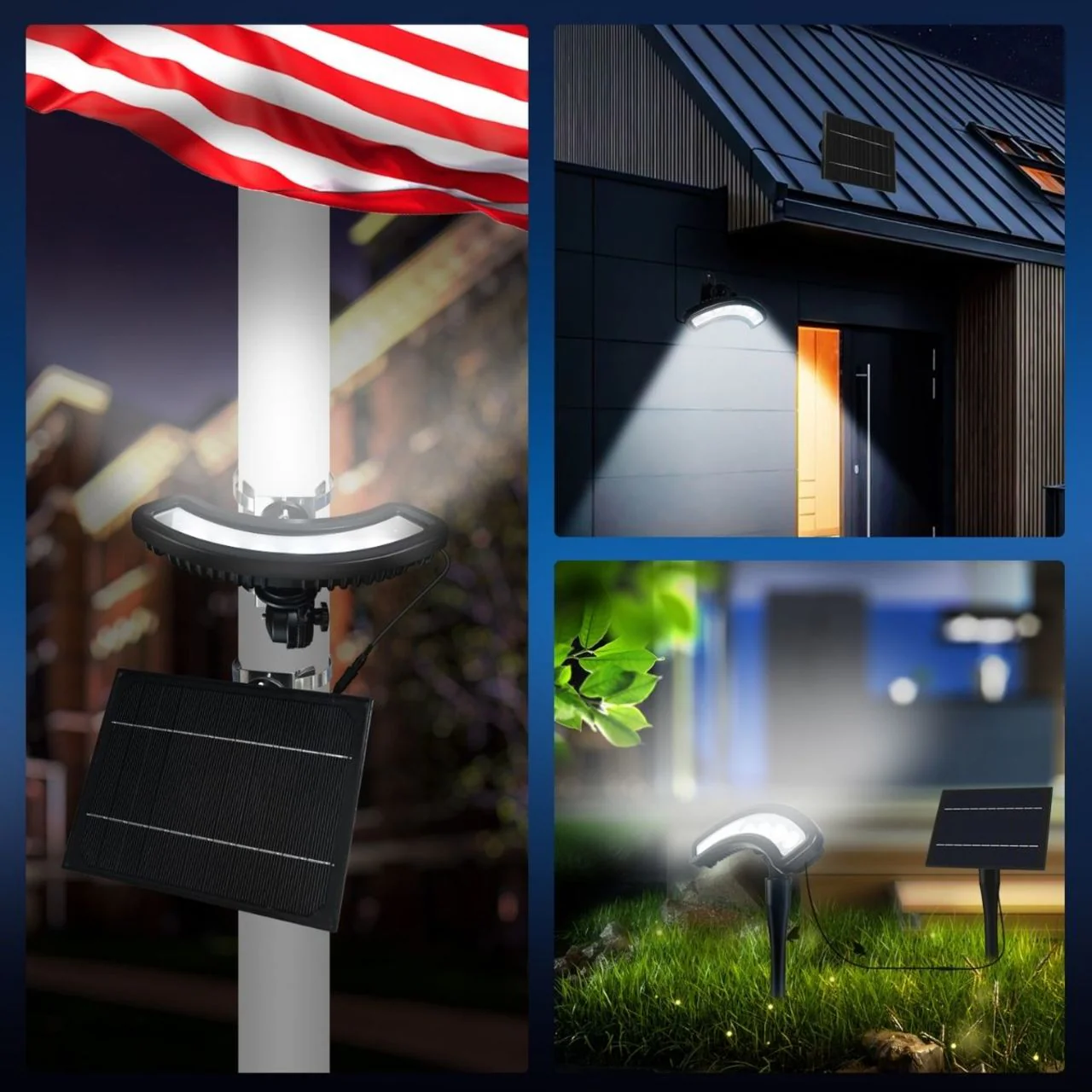 Solar LED Curved Spot Light - Ground Stake or Pole Installation - 6 LEDs - LumeGen - Image 5