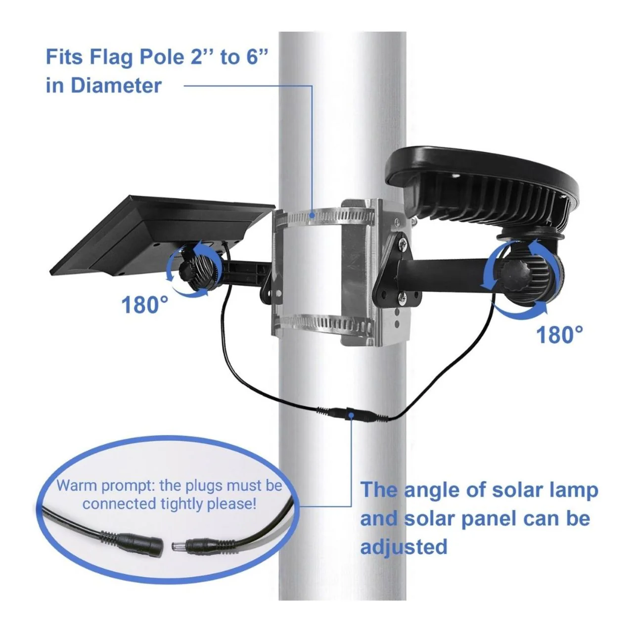 Solar LED Curved Spot Light - Ground Stake or Pole Installation - 6 LEDs - LumeGen - Image 7