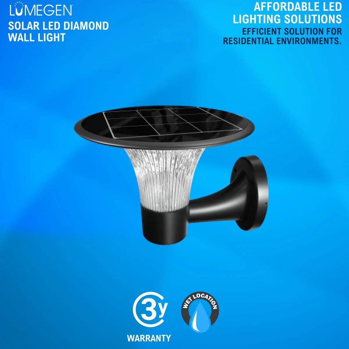 Solar LED Diamond Wall Light - 2200 Lumens - Dual Color Temperatures - LumeGen - Image 9