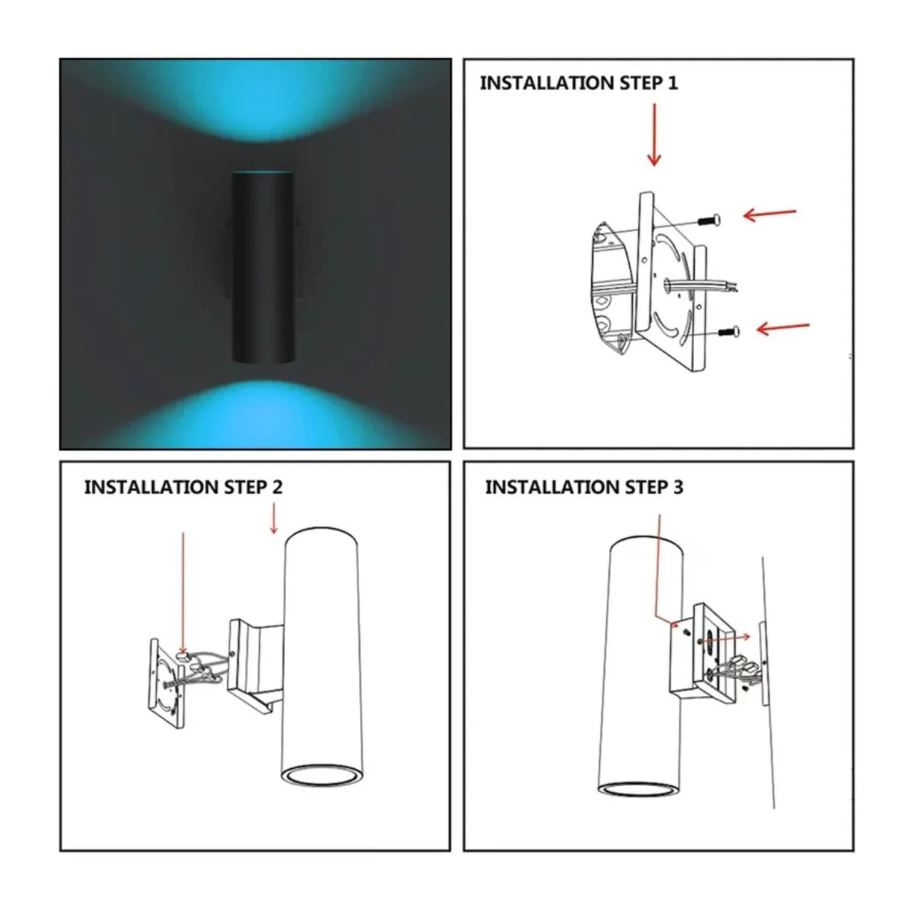 LED Up/Down Cylinder Wall Light - 18W - 1400 Lumens - Color Tunable - Black Finish - LumeGen - Image 11