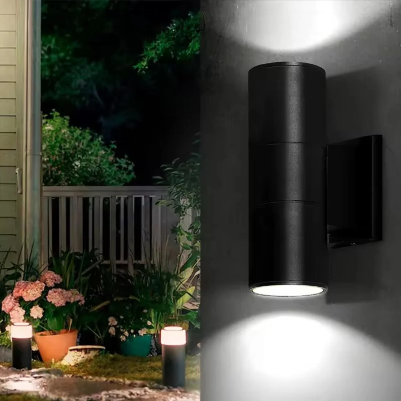LED Up/Down Cylinder Wall Light - 18W - 1400 Lumens - Color Tunable - Black Finish - LumeGen - Image 4