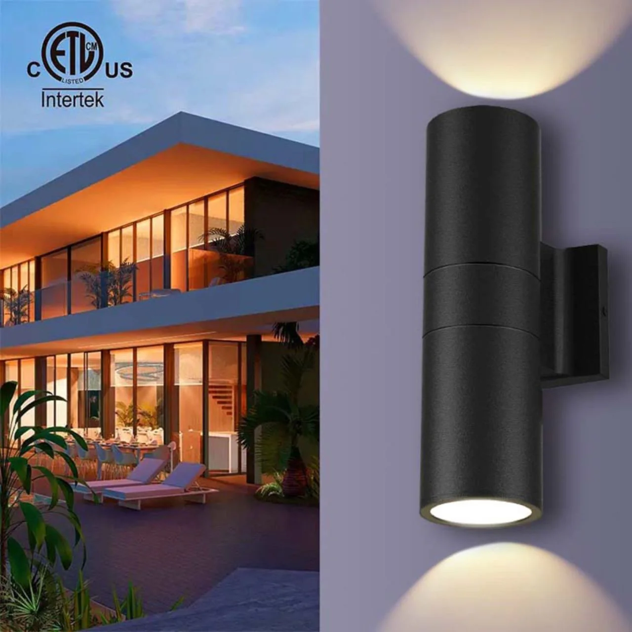 LED Up/Down Cylinder Wall Light - 18W - 1400 Lumens - Color Tunable - Black Finish - LumeGen - Image 9