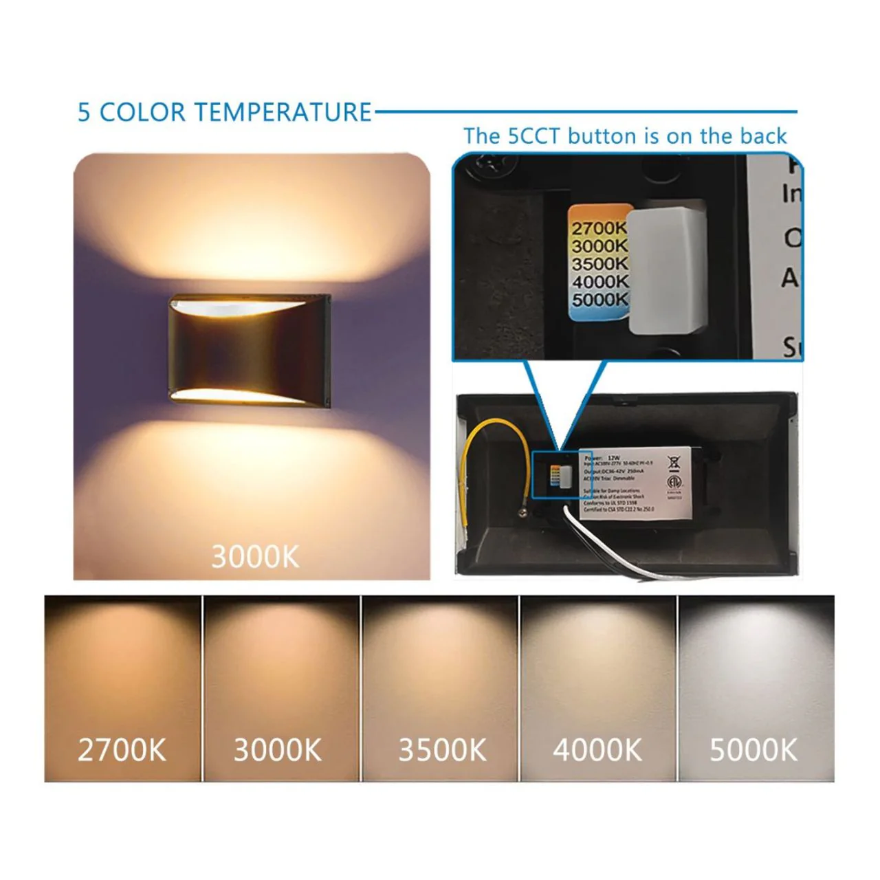LED Modern Curve Wall Light - Indoor or Outdoor - 12W - 700 Lumens - Color Tunable - Black Finish - LumeGen - Image 4