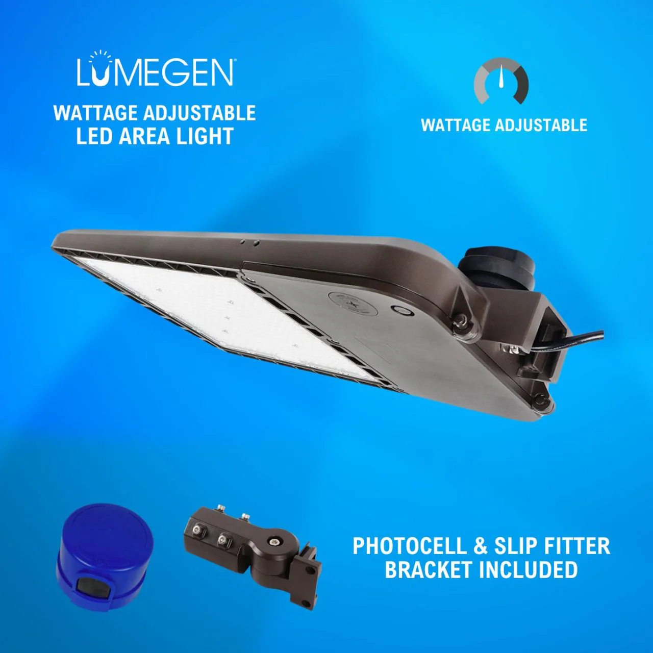 LED Area Light with Photocell and Slip Fitter Bracket - Wattage Adjustable 200W/240W/300W - 5000K - LumeGen - Image 3