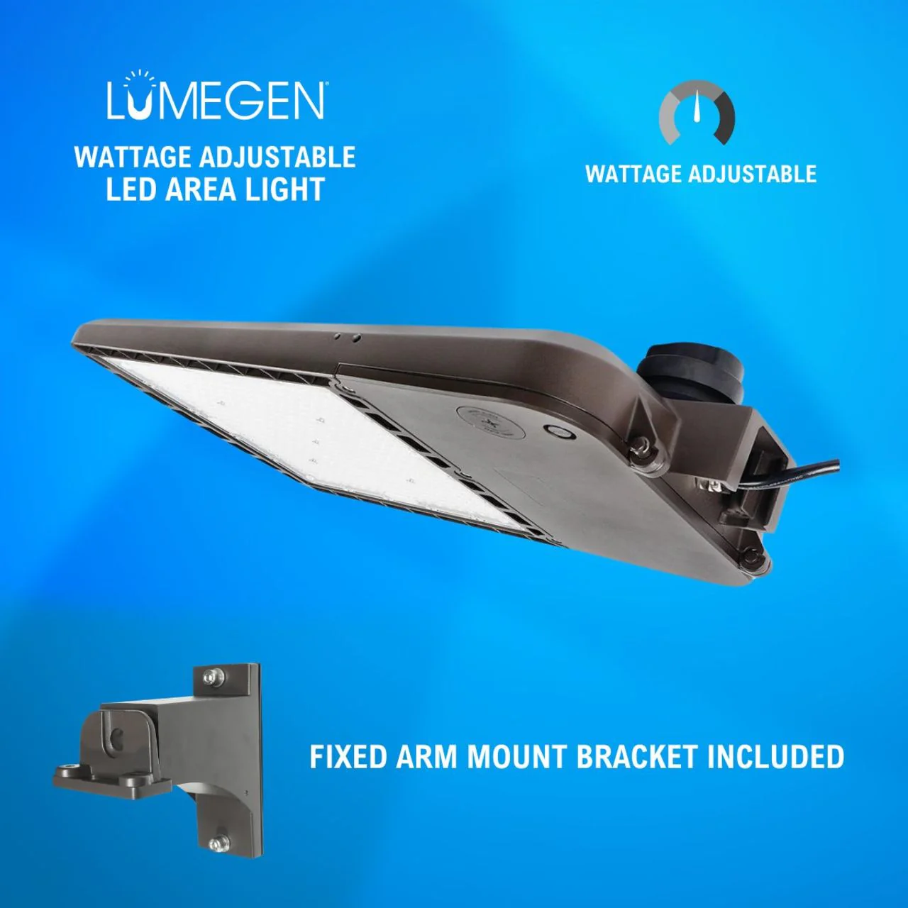 LED Area Light with Fixed Arm Mount Bracket - Wattage Adjustable 200W/240W/300W - 5000K - LumeGen - Image 3
