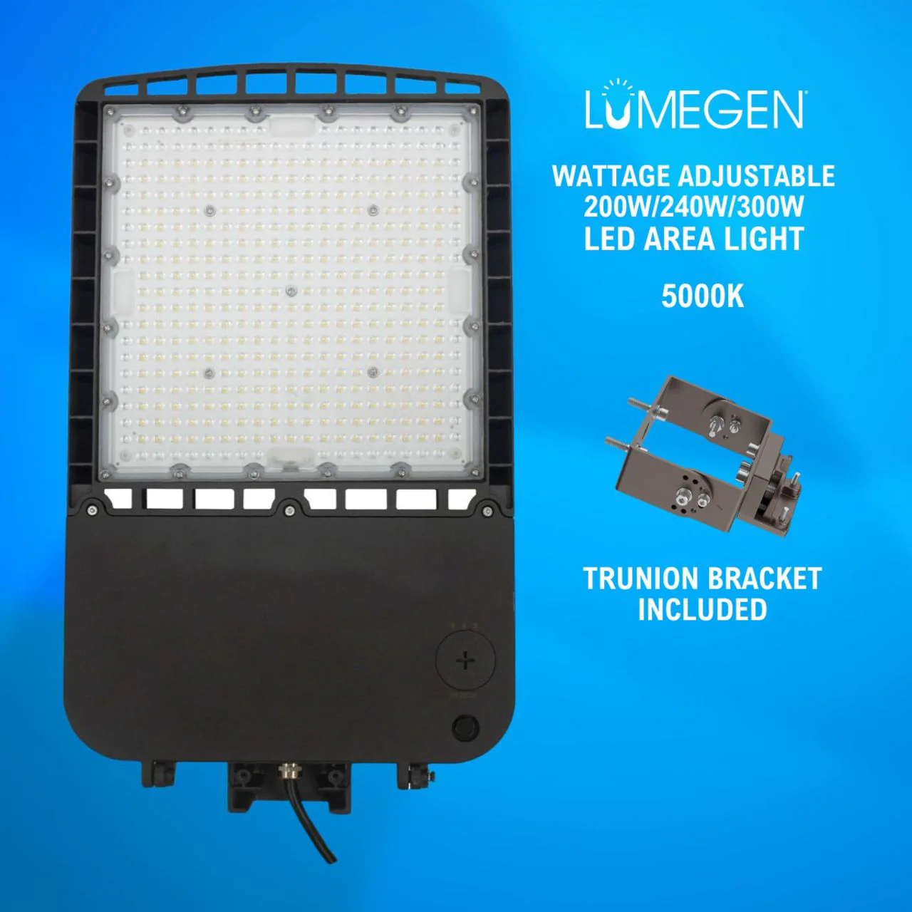 LED Area Light with Trunion Bracket - Wattage Adjustable 200W/240W/300W - 5000K - LumeGen - Image 2