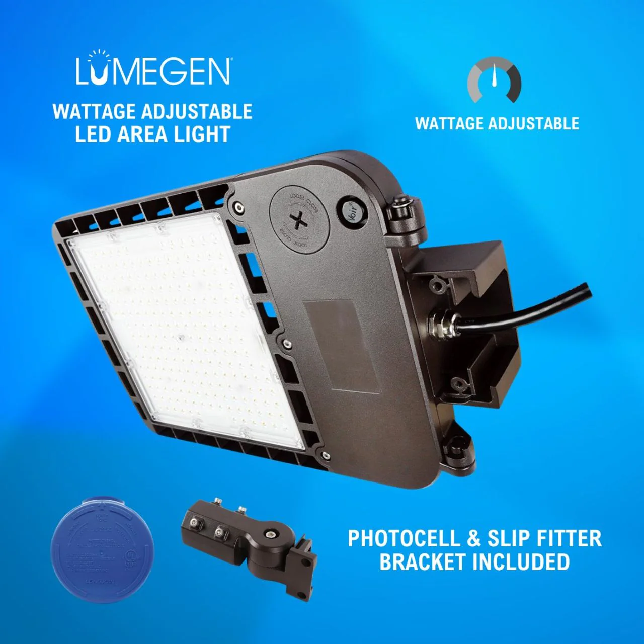 LED Area Light with Photocell and Slip Fitter Bracket - Wattage Adjustable 70W/100W/150W - 5000K - LumeGen - Image 3