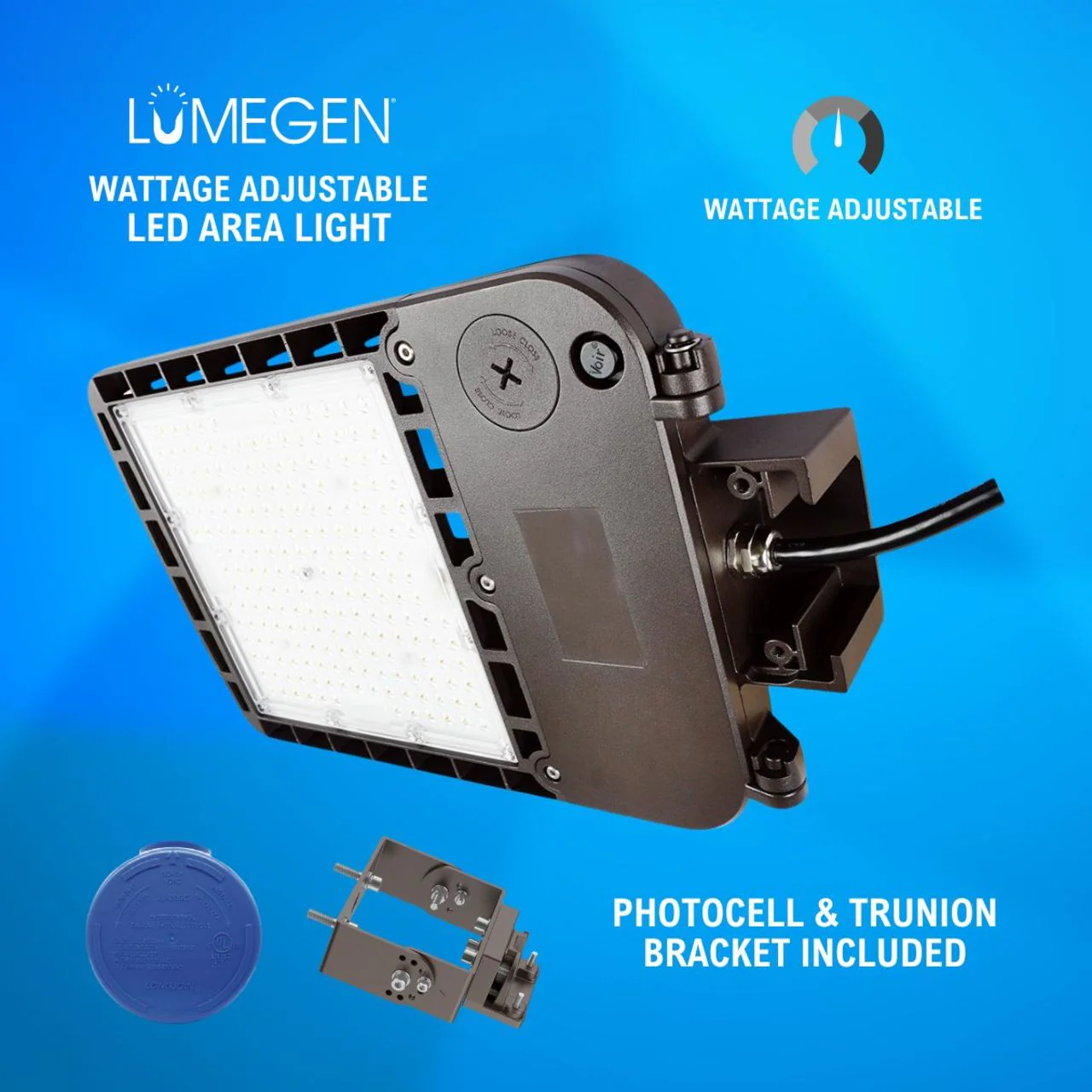 LED Area Light with Photocell and Trunion Bracket - Wattage Adjustable 70W/100W/150W - 5000K - LumeGen - Image 3