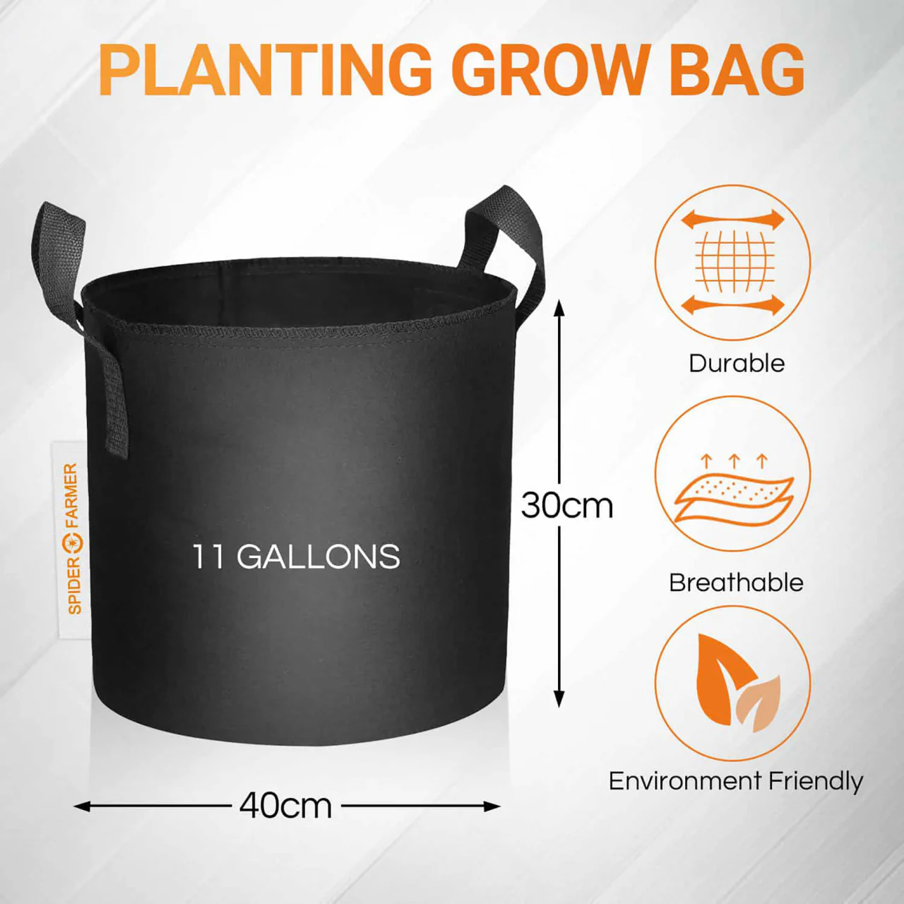 Pack of 5 - 11 Gallon Grow Bags - Spider Farmer - Image 2