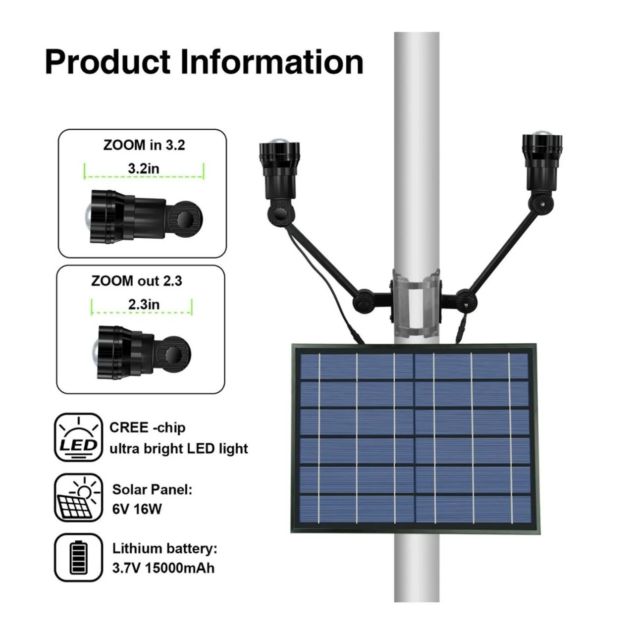 Solar LED Adjustable Flag Light - High Output 3W Cree LEDs - LumeGen - Image 3