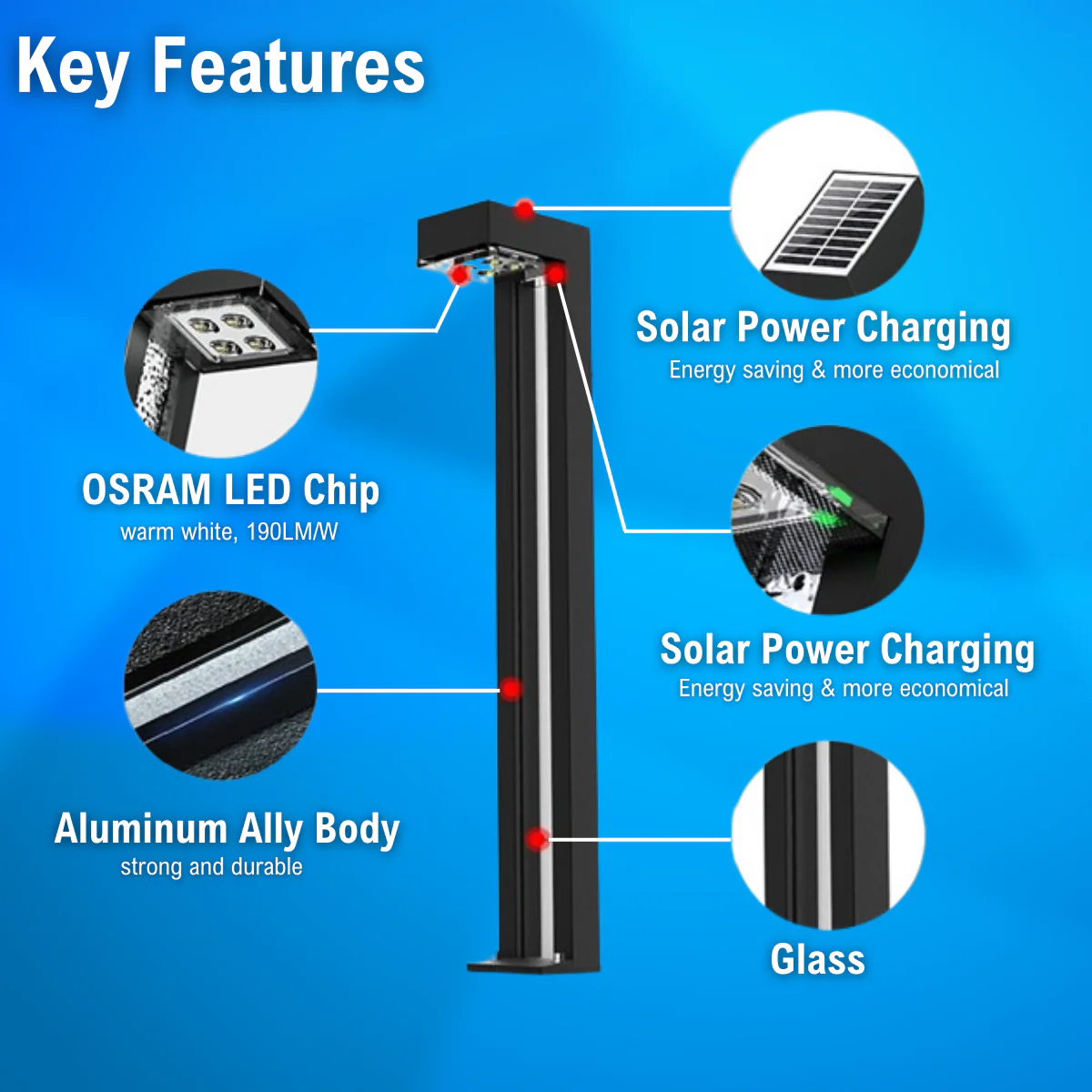 2-Pack Solar LED Bollard Light - 50 Lumens - 3000K - LumeGen - Image 22