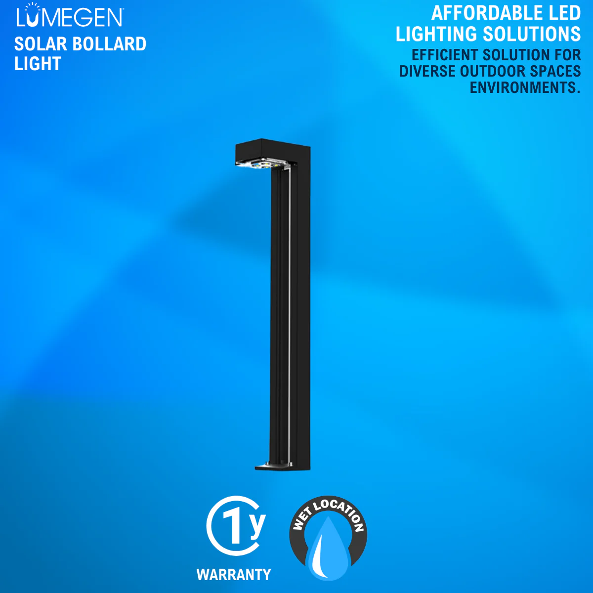 2-Pack Solar LED Bollard Light - 50 Lumens - 3000K - LumeGen - Image 3