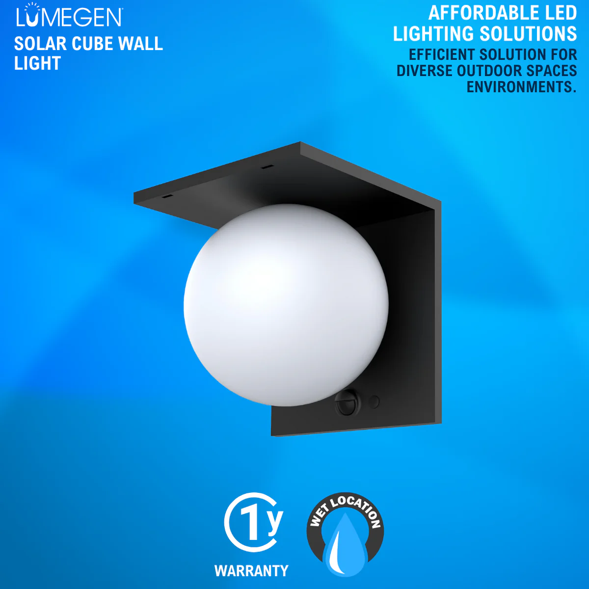 Solar LED Cube Wall Light - 1000 Lumens - 4000K - LumeGen - Image 3
