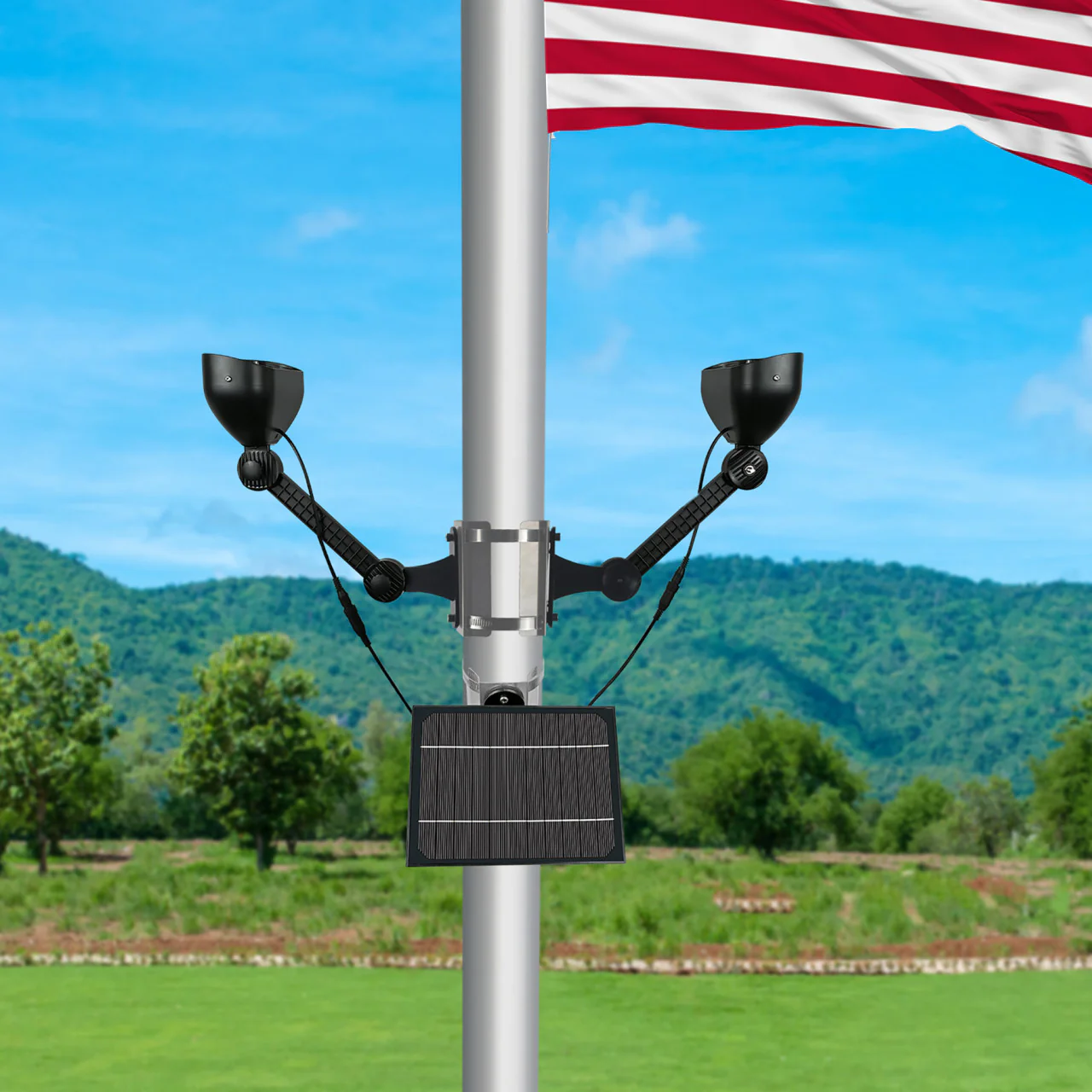 Solar LED Dual-Head Flagpole Light - 640 Lumens - LumeGen - Image 6