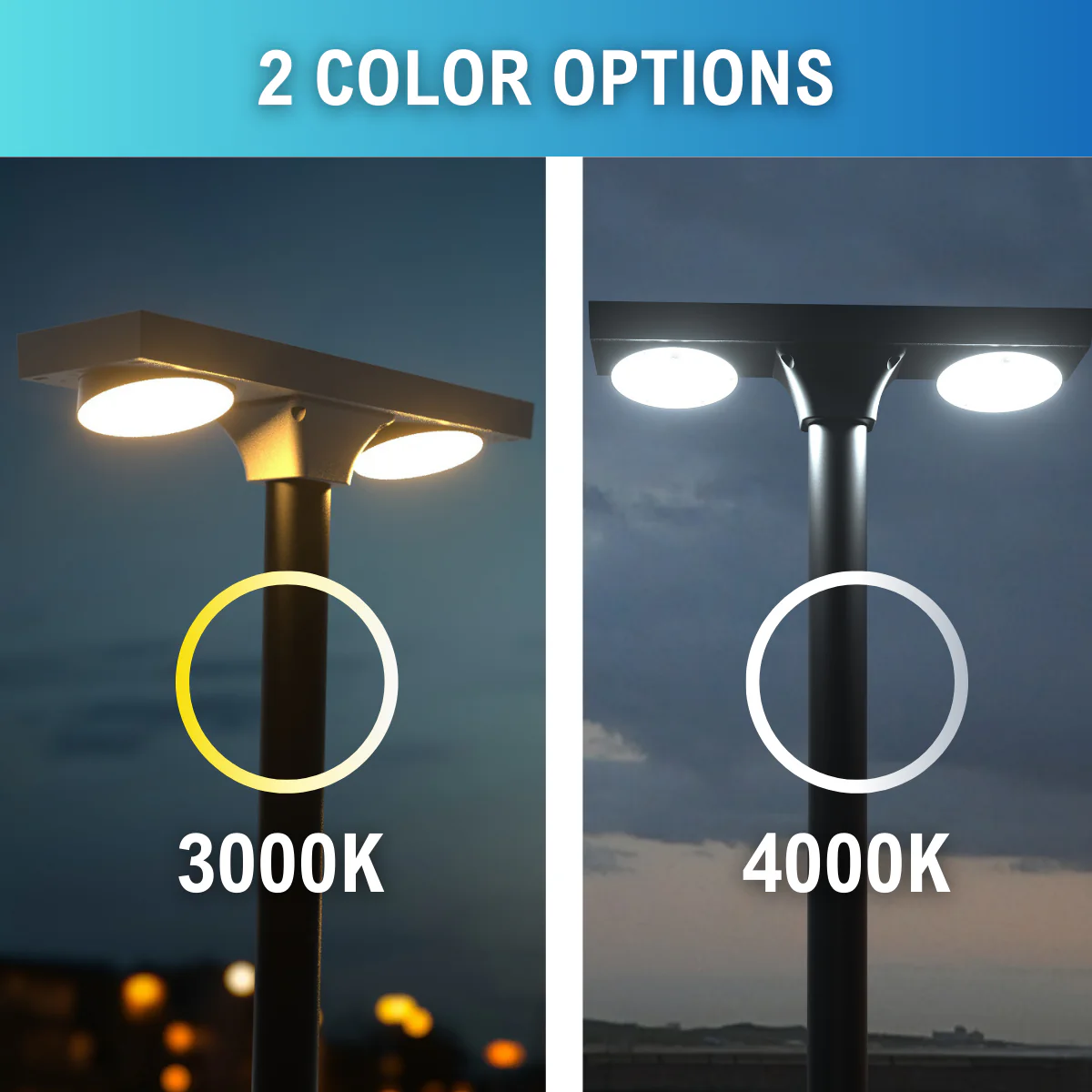 Solar LED Dual Head Post Top Area Light - Dual Color Temperature - LumeGen - Image 19