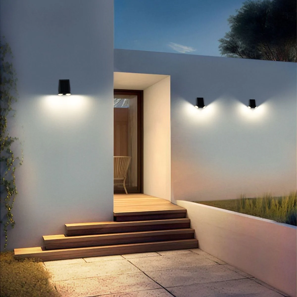 Solar LED Dual Head Wall Light - 400 Lumens per Head - 4000K - Black Finish - LumeGen - Image 15