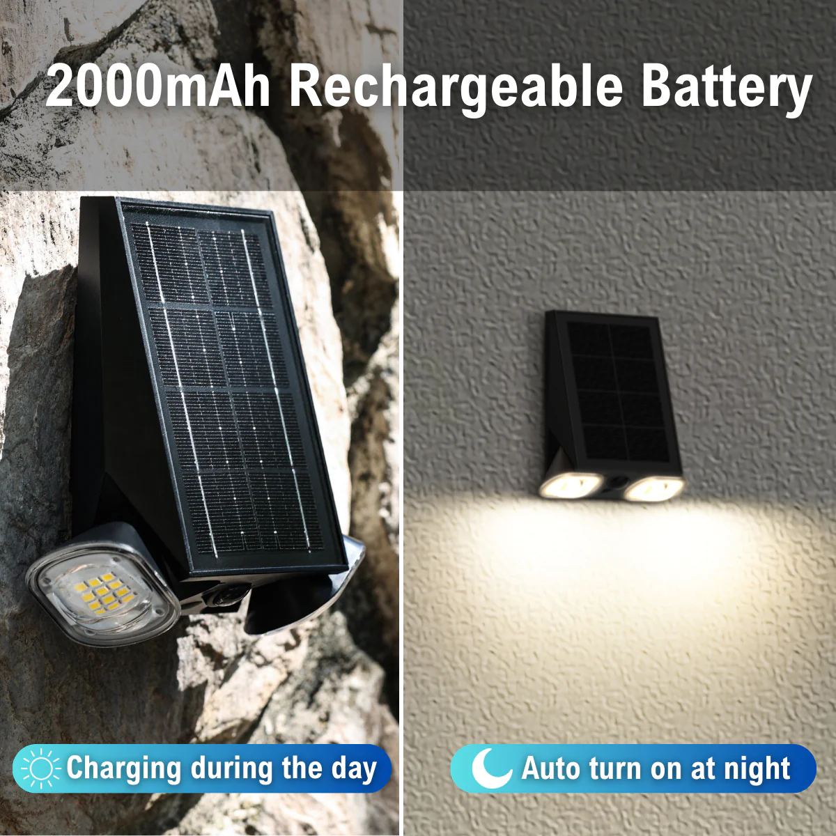 Solar LED Dual Head Wall Light - 400 Lumens per Head - 4000K - Black Finish - LumeGen - Image 18