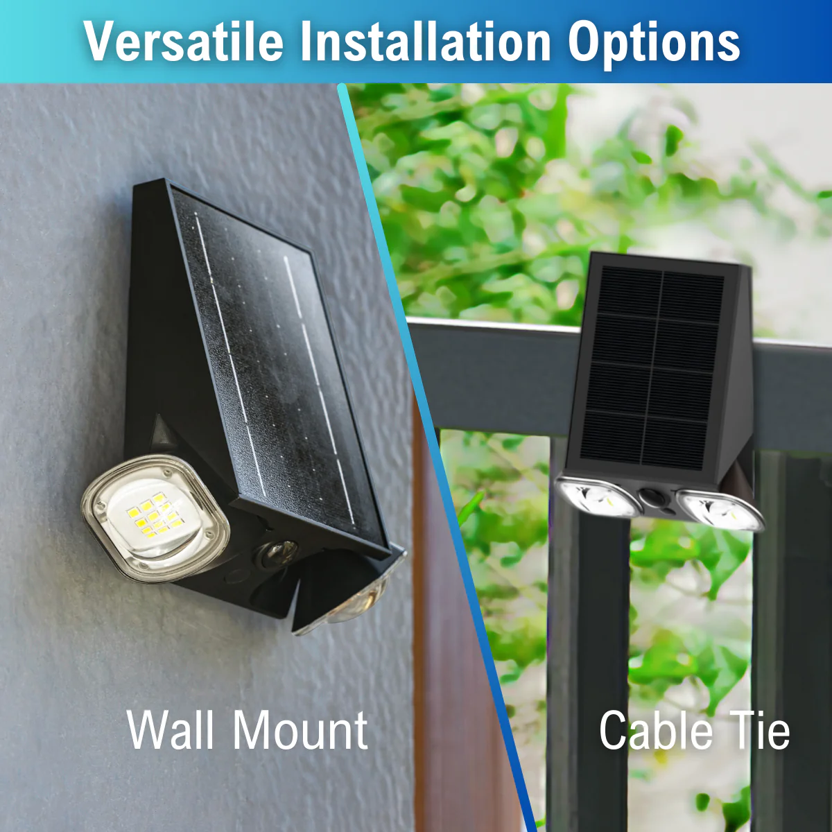 Solar LED Dual Head Wall Light - 400 Lumens per Head - 4000K - Black Finish - LumeGen - Image 20