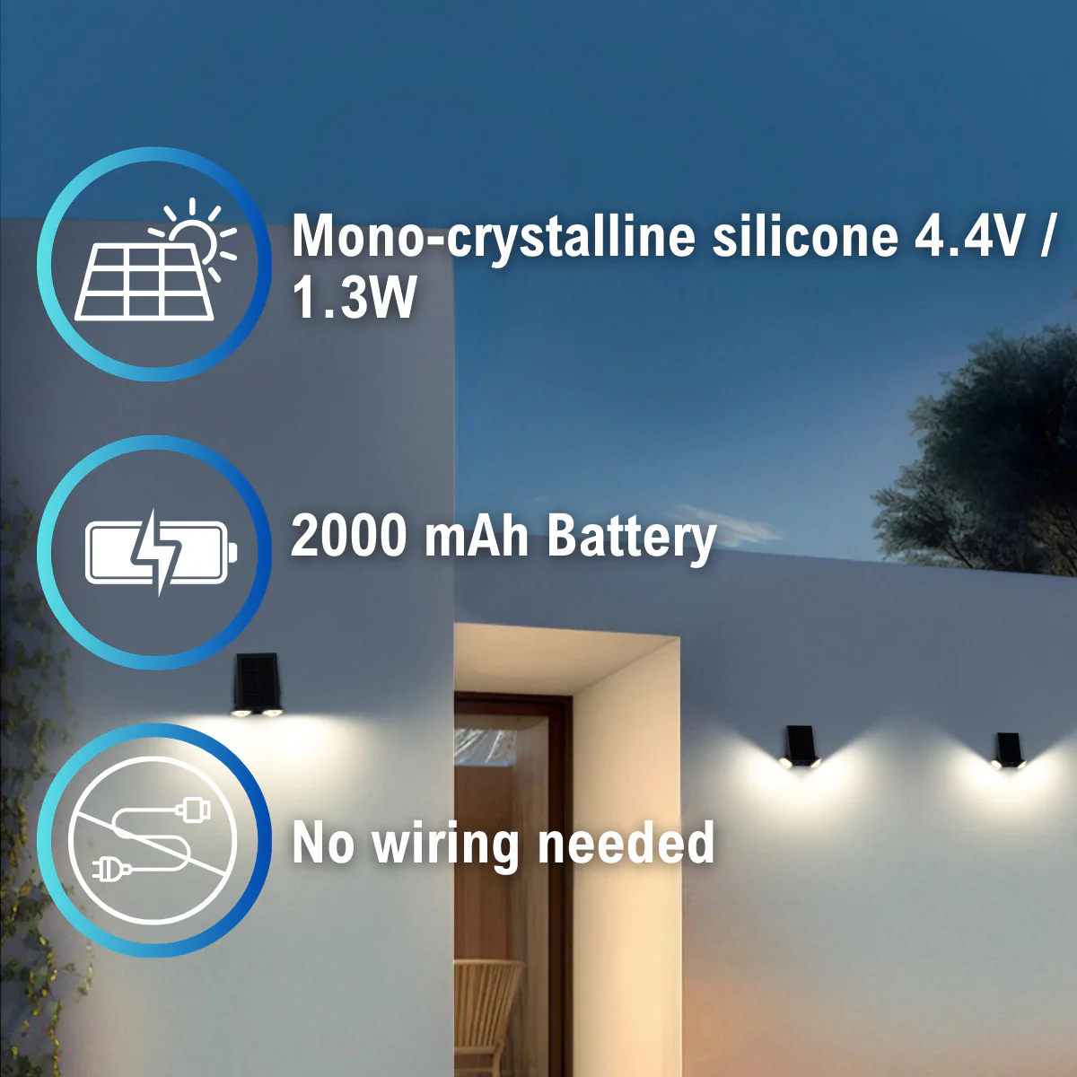 Solar LED Dual Head Wall Light - 400 Lumens per Head - 4000K - Black Finish - LumeGen - Image 21