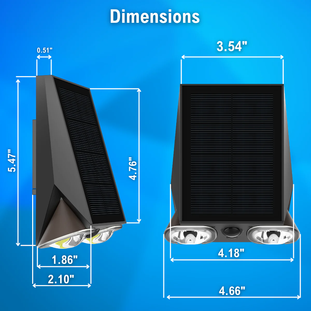 Solar LED Dual Head Wall Light - 400 Lumens per Head - 4000K - Black Finish - LumeGen - Image 4