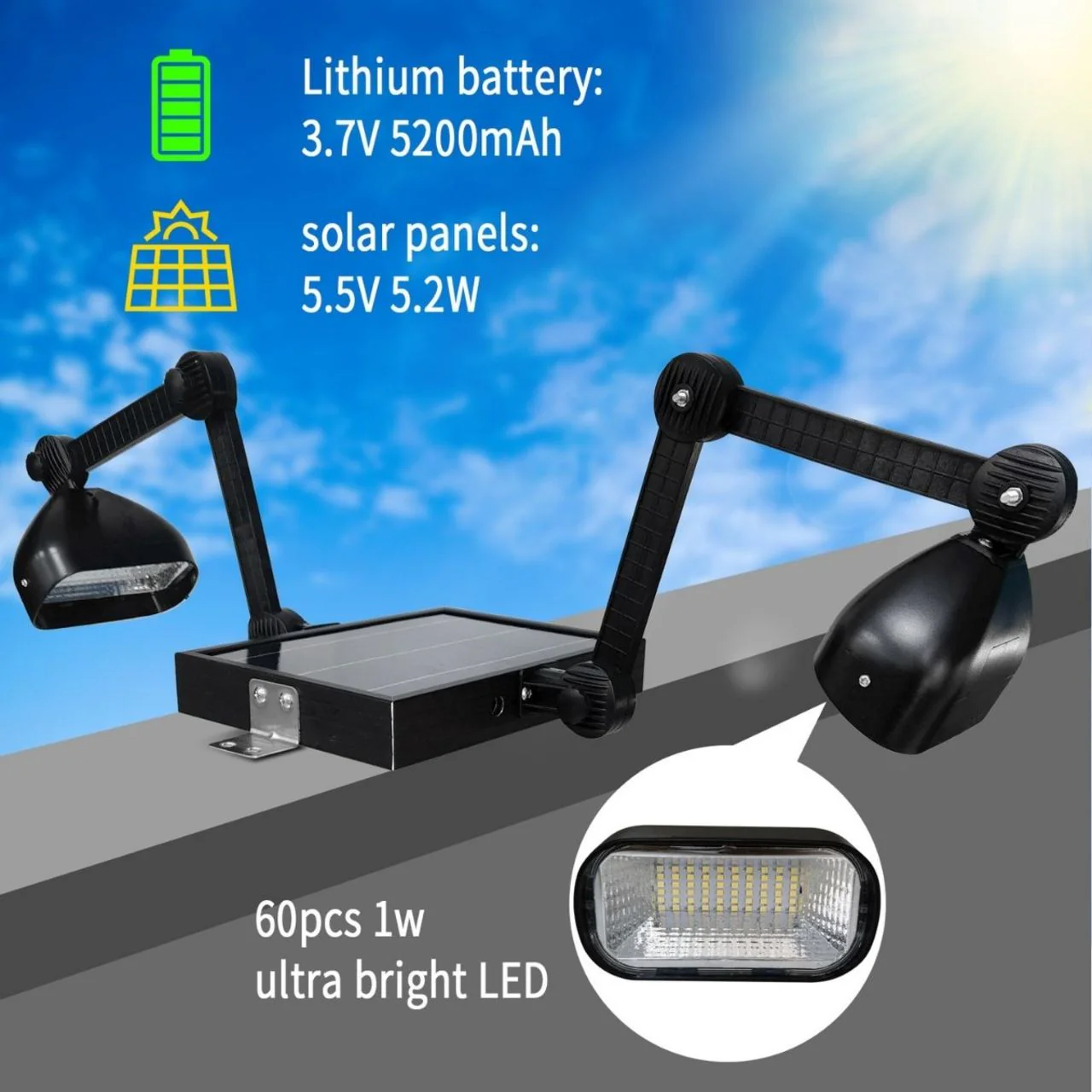 Solar LED Eco Dual Head Sign Light - 120 LEDs - LumeGen - Image 3