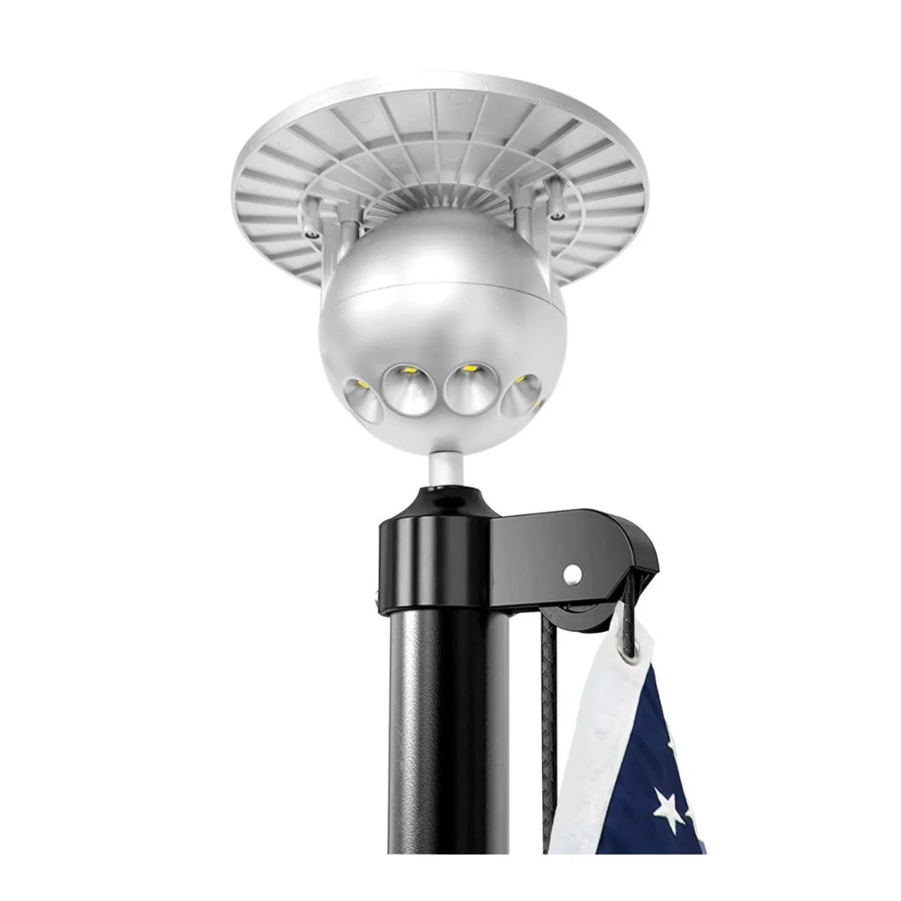 Solar LED Flag Pole Ball Topper Light - 10 LEDs - White/Black/Gold/Silver Finish - Image 15