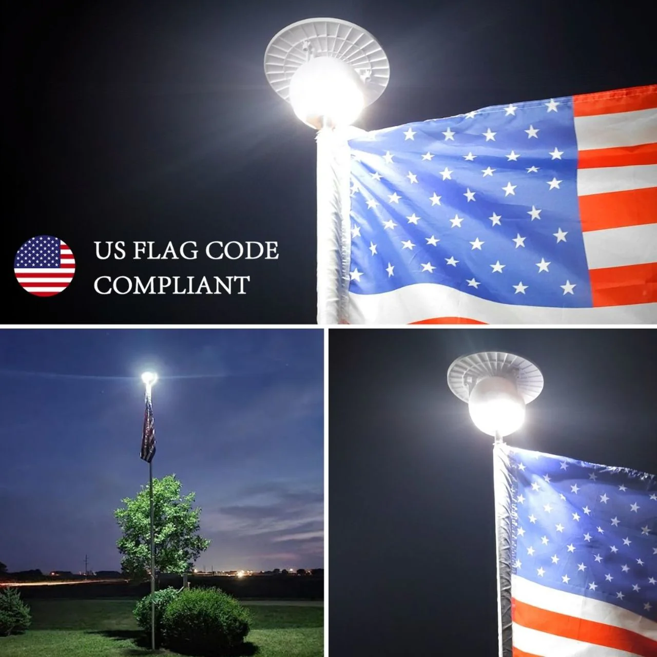 Solar LED Flag Pole Ball Topper Light - 10 LEDs - White/Black/Gold/Silver Finish - Image 23