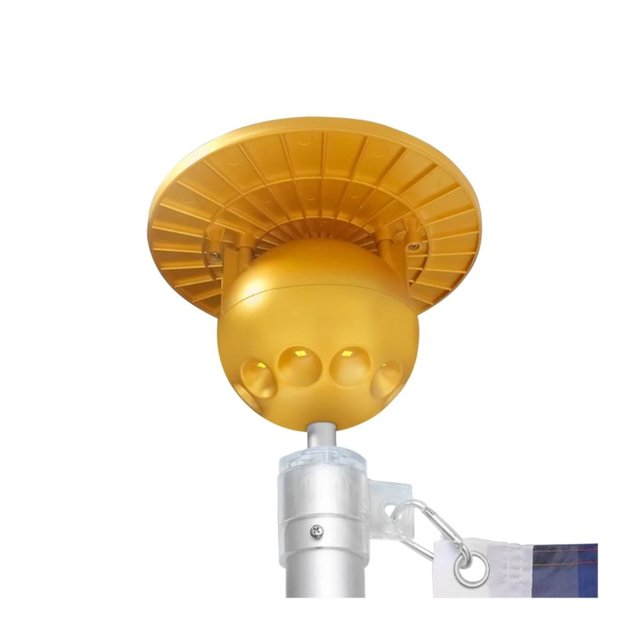 Solar LED Flag Pole Ball Topper Light - 10 LEDs - White/Black/Gold/Silver Finish - Image 7