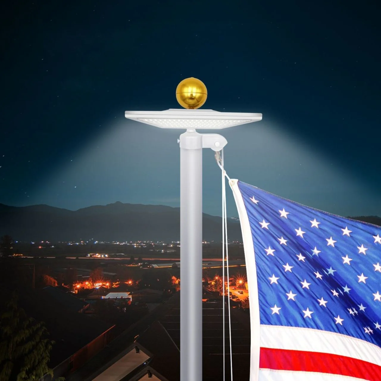 Solar LED Square Flagtop Pole Light - 680 Lumens - 320 LEDs - LumeGen - Image 2