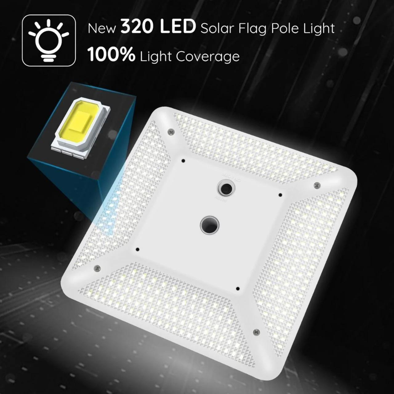 Solar LED Square Flagtop Pole Light - 680 Lumens - 320 LEDs - LumeGen - Image 4