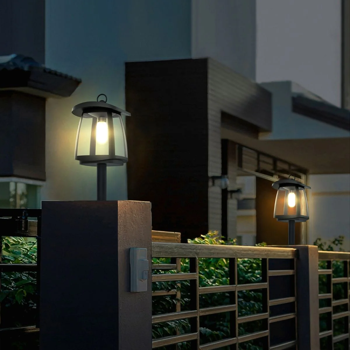 Solar LED Garden Lantern Post Light with Mounting Pier - Black Finish - 4000K - LumeGen - Image 12