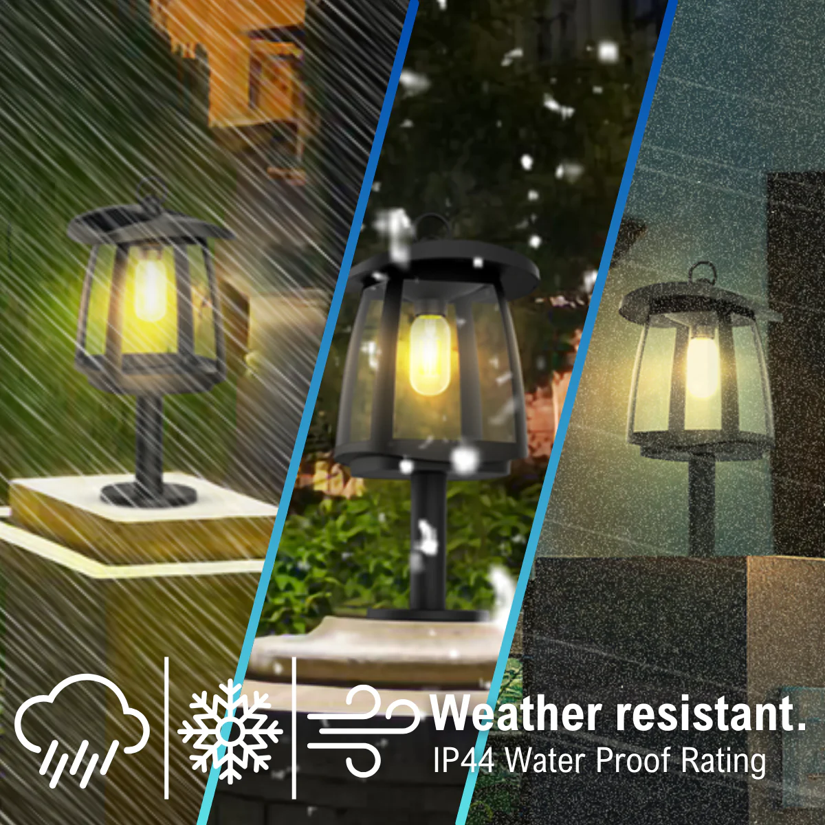 Solar LED Garden Lantern Post Light with Mounting Pier - Black Finish - 4000K - LumeGen - Image 13