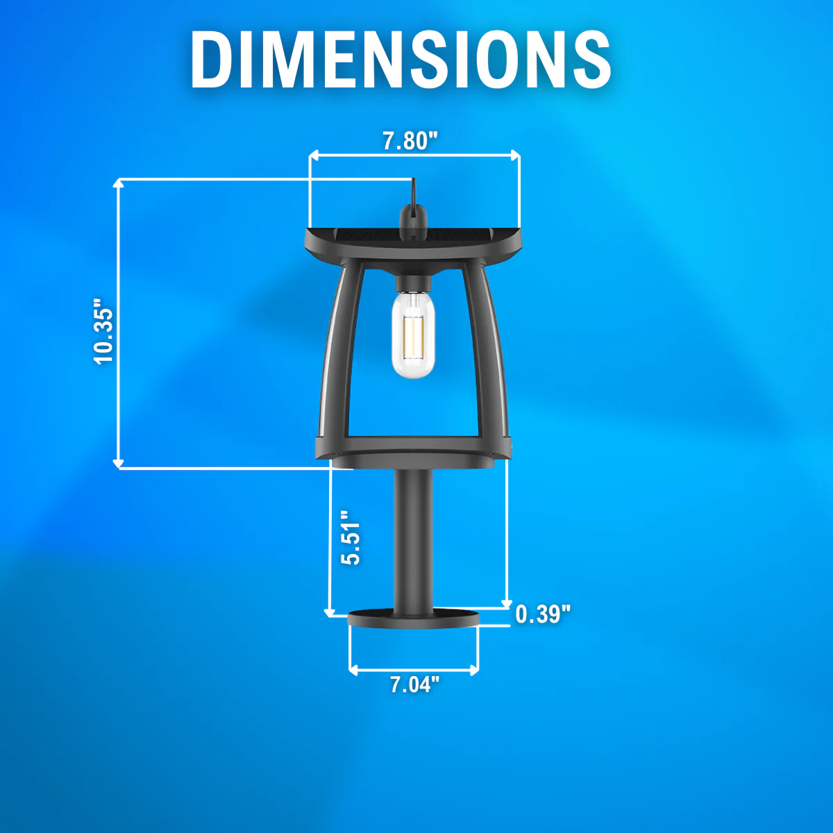 Solar LED Garden Lantern Post Light with Mounting Pier - Black Finish - 4000K - LumeGen - Image 4