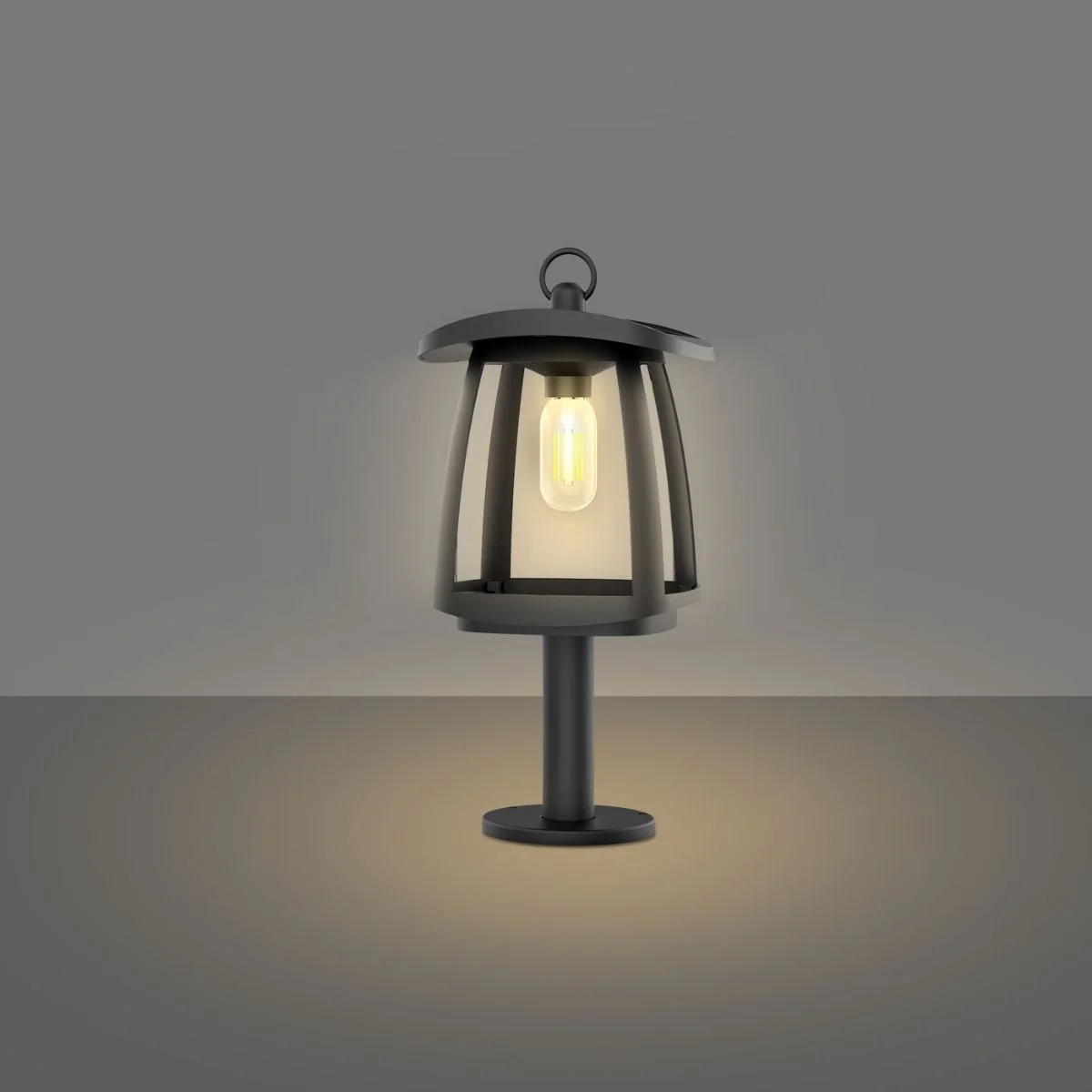 Solar LED Garden Lantern Post Light with Mounting Pier - Black Finish - 4000K - LumeGen - Image 9