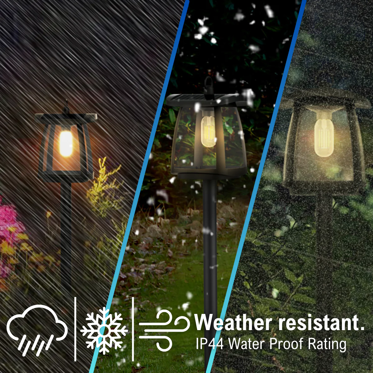 Solar LED Garden Lantern Post Light with Post - Black Finish - 4000K - LumeGen - Image 13