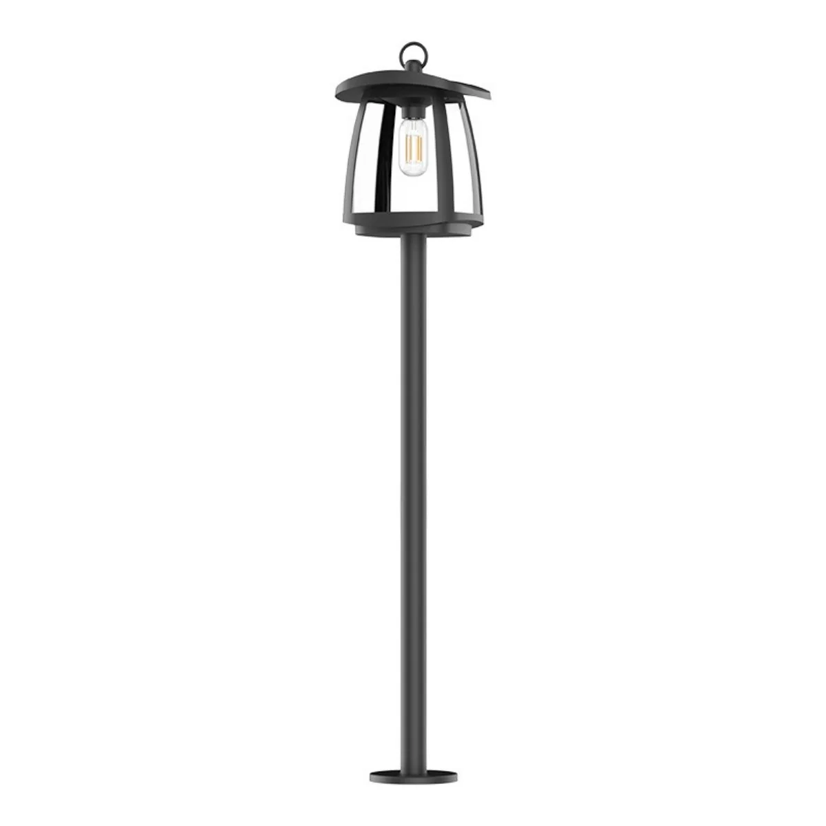 Solar LED Garden Lantern Post Light with Post - Black Finish - 4000K - LumeGen - Image 2