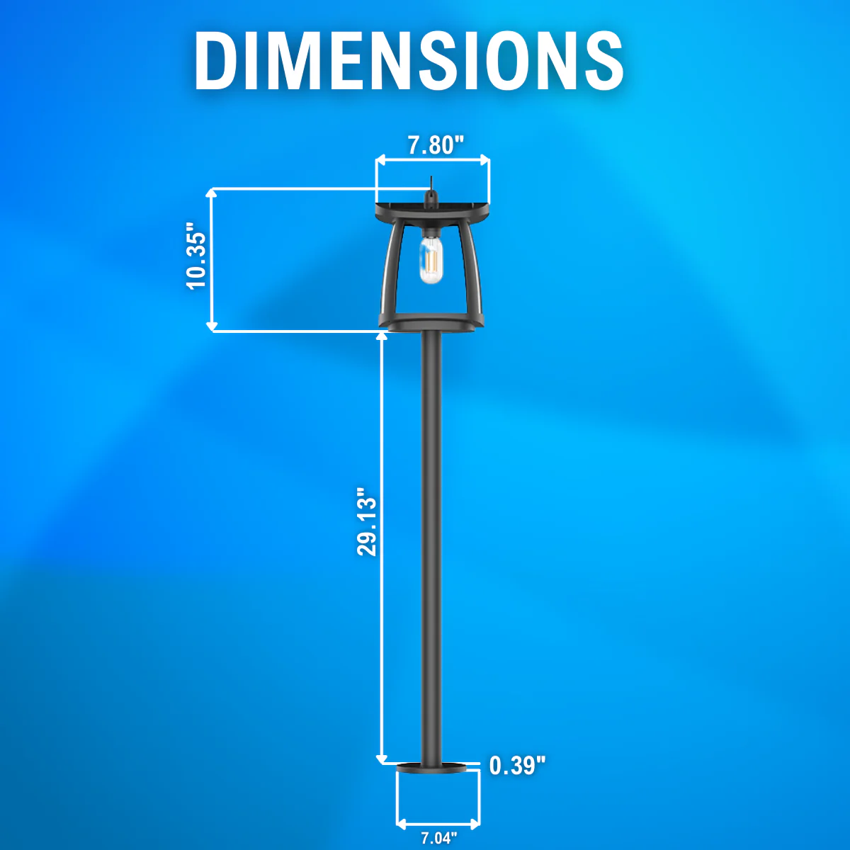 Solar LED Garden Lantern Post Light with Post - Black Finish - 4000K - LumeGen - Image 4