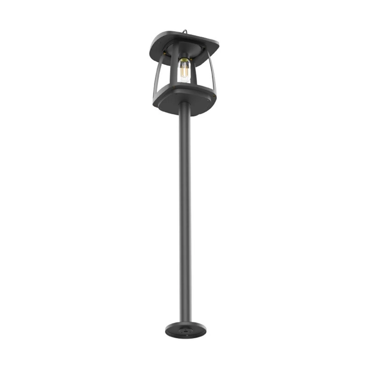 Solar LED Garden Lantern Post Light with Post - Black Finish - 4000K - LumeGen - Image 5