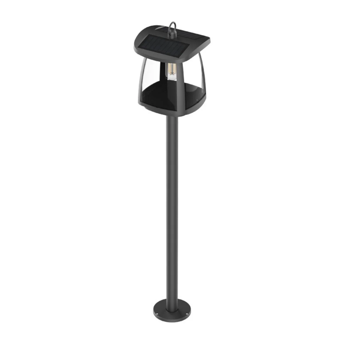 Solar LED Garden Lantern Post Light with Post - Black Finish - 4000K - LumeGen - Image 6