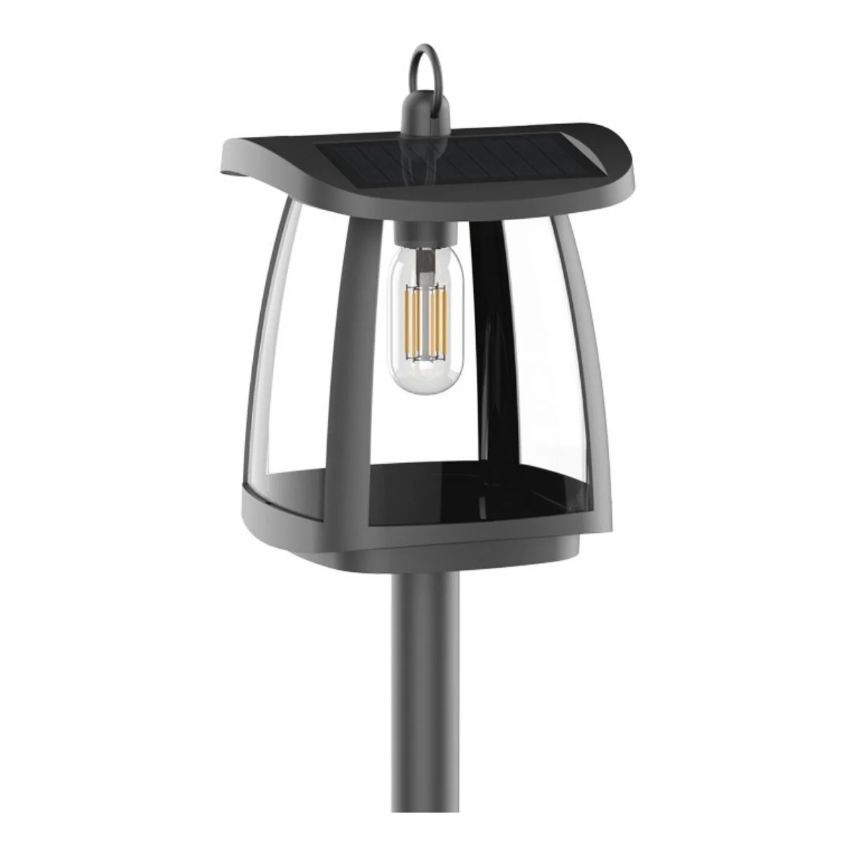Solar LED Garden Lantern Post Light with Post - Black Finish - 4000K - LumeGen - Image 7