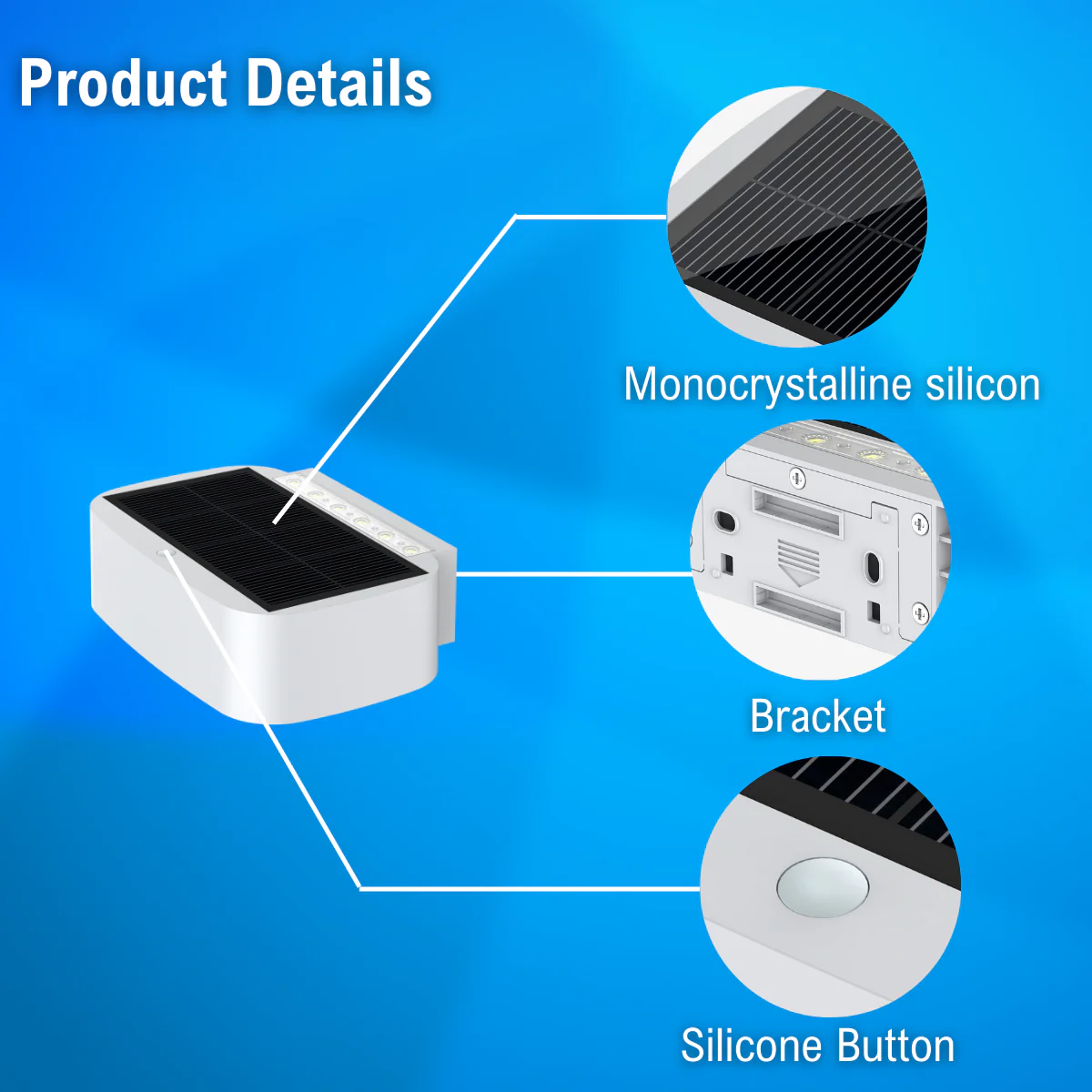 Solar LED Mini Up/Down Wall Light - White Finish - 4000K - LumeGen - Image 14