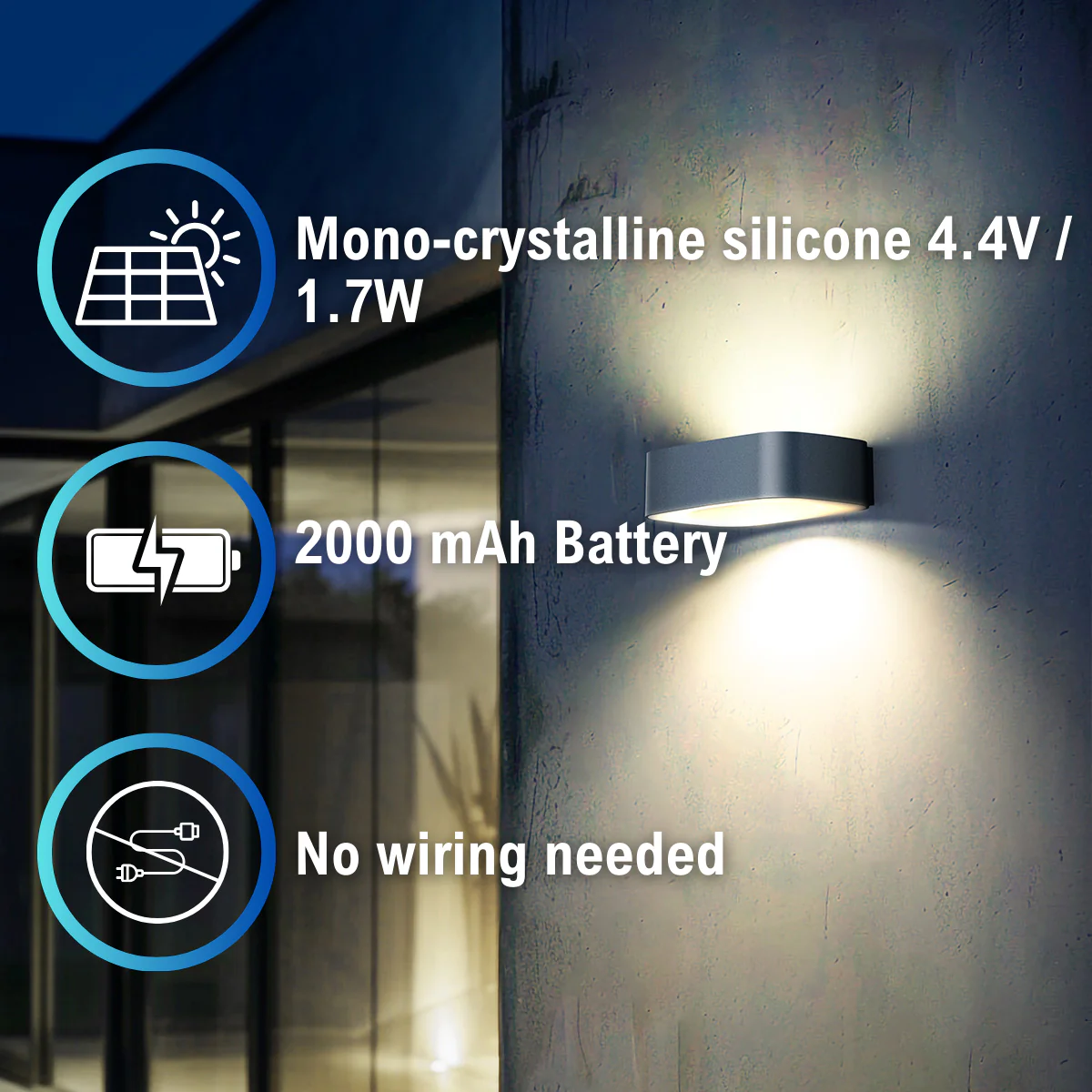 Solar LED Mini Up/Down Wall Light - White Finish - 4000K - LumeGen - Image 17