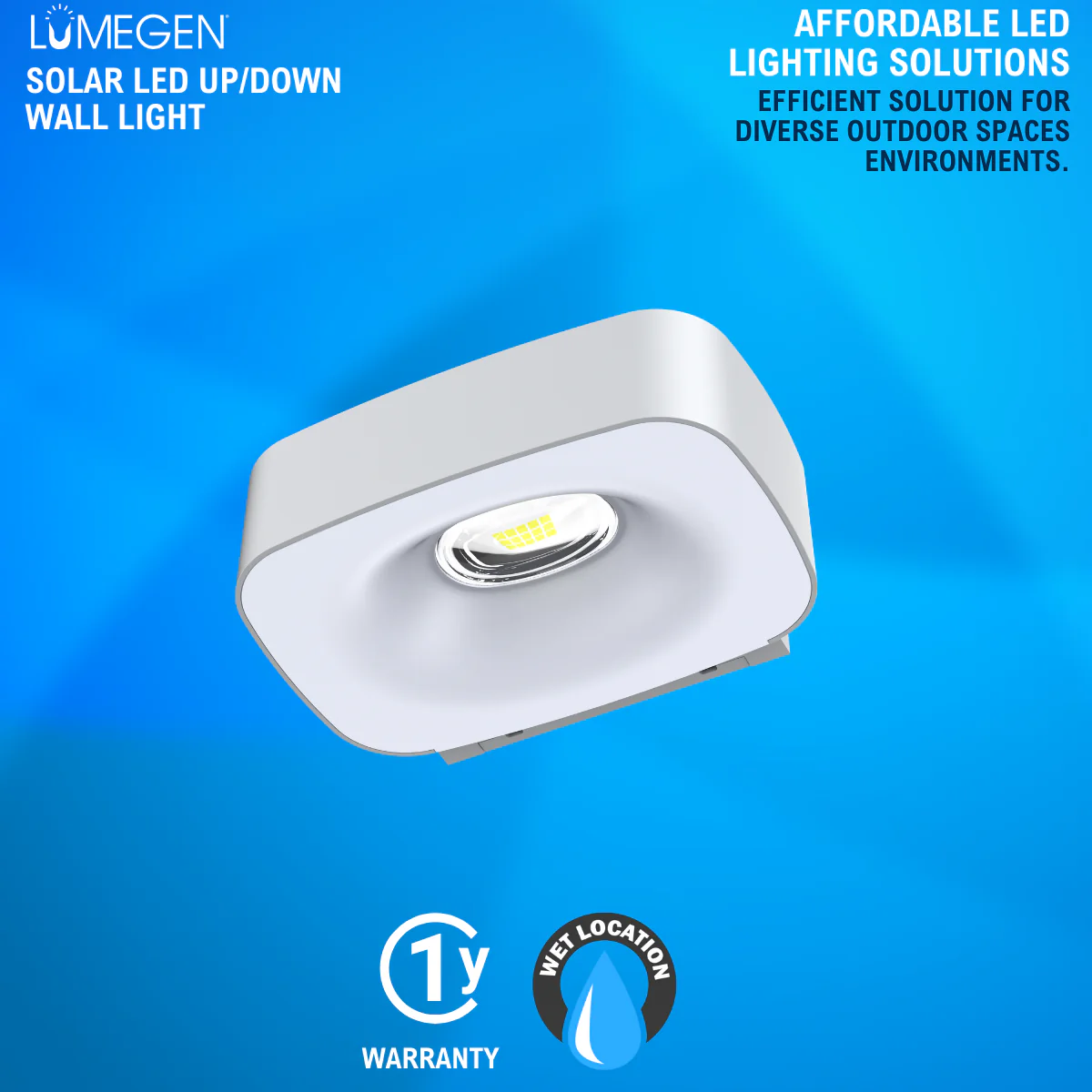 Solar LED Mini Up/Down Wall Light - White Finish - 4000K - LumeGen - Image 3